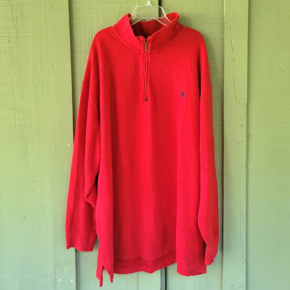 POLO Ralph Lauren Red Half Zip Sweater Top Shirt 2XB 2 X Big Cotton